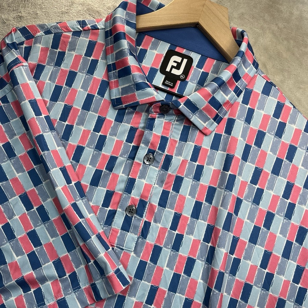 FootJoy Shirt Men's XL Golf Performance Polo Painted Tile Lisle Geometric Preppy